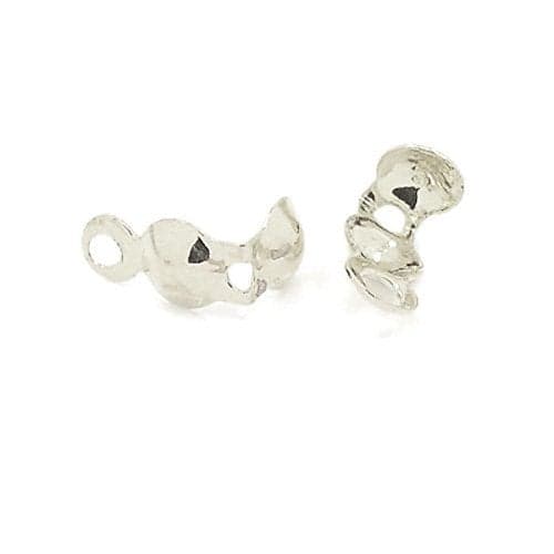 100 Bottom Clamp Clam Shell Bead Tips WClosed Loop for Knots Crimp Findings Silver Plated