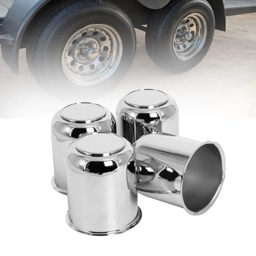 Podoy Push Through Center Caps 3.19" for Trailer Truck RV Wheel Rims 4 Closed-End Chrome Plated Silver Carbon Steel 3.19-Inch Center Bore Push Thru Wheel Center Caps