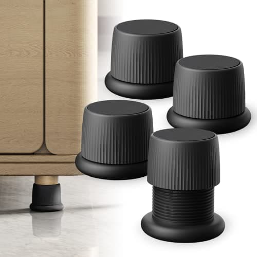 Xuenair Adjustable Furniture Bed Risers, 1.6-2.6 inch Black, Durable Plastic Anti Slip Couch Risers 2 inch ABS Adjustable Headboard Stopper (Black - 4 pcs)