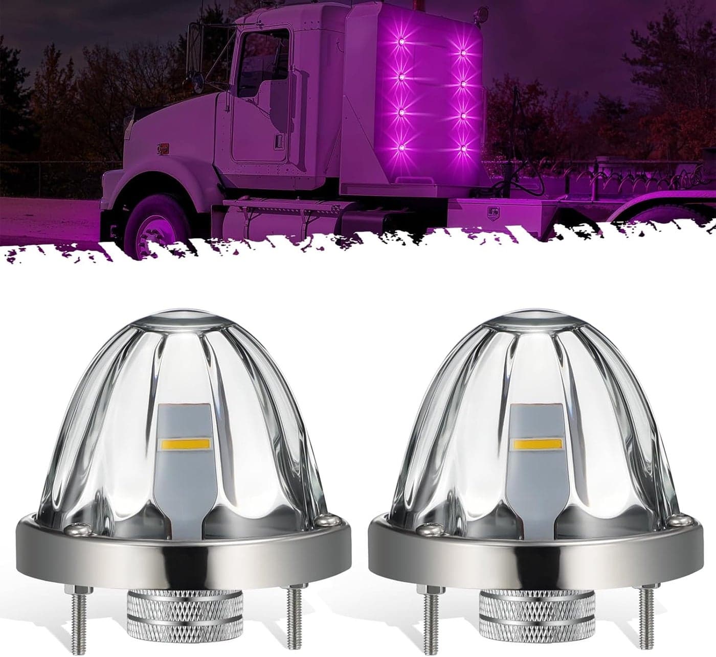 Partsam 2 x Patent Pending Glass Watermelon Light - Clear Lens Side LED Lights for Trucks