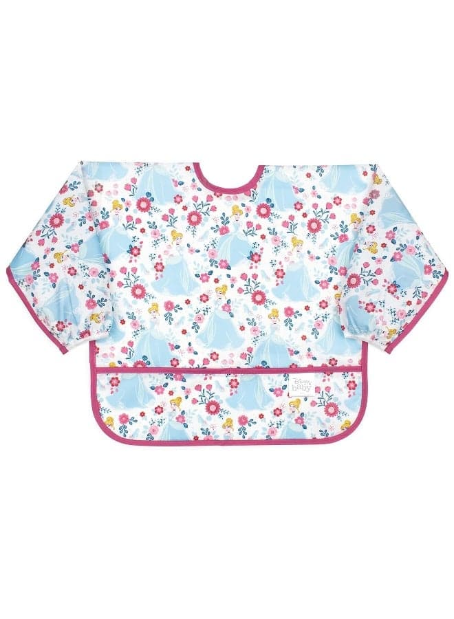 Bumkins Disney Bibs, Baby and Toddler Girls and Boys 6-24 Months, Long Sleeve, Essential Must Have for Eating, Feeding, Mess Saving Lightweight Waterproof Fabric Sleeved Smock, Cinderella