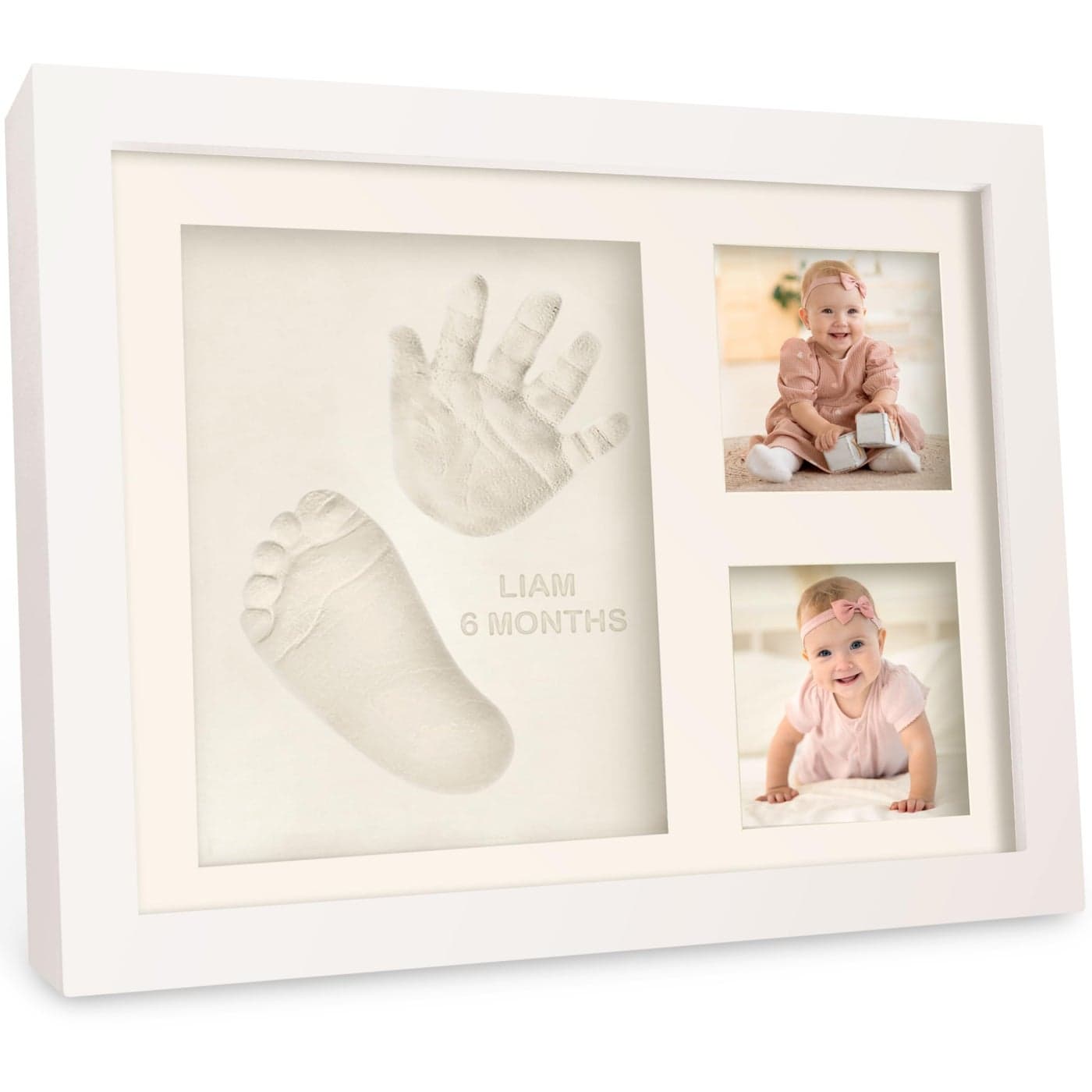 Baby Hand and Footprint Kit Quick Dry Clay Baby Footprint Kit Newborn Keepsake Nursery Picture Frame for Boys Girls Personalized Gifts for Baby Shower Registry Mothers Day Alpine White
