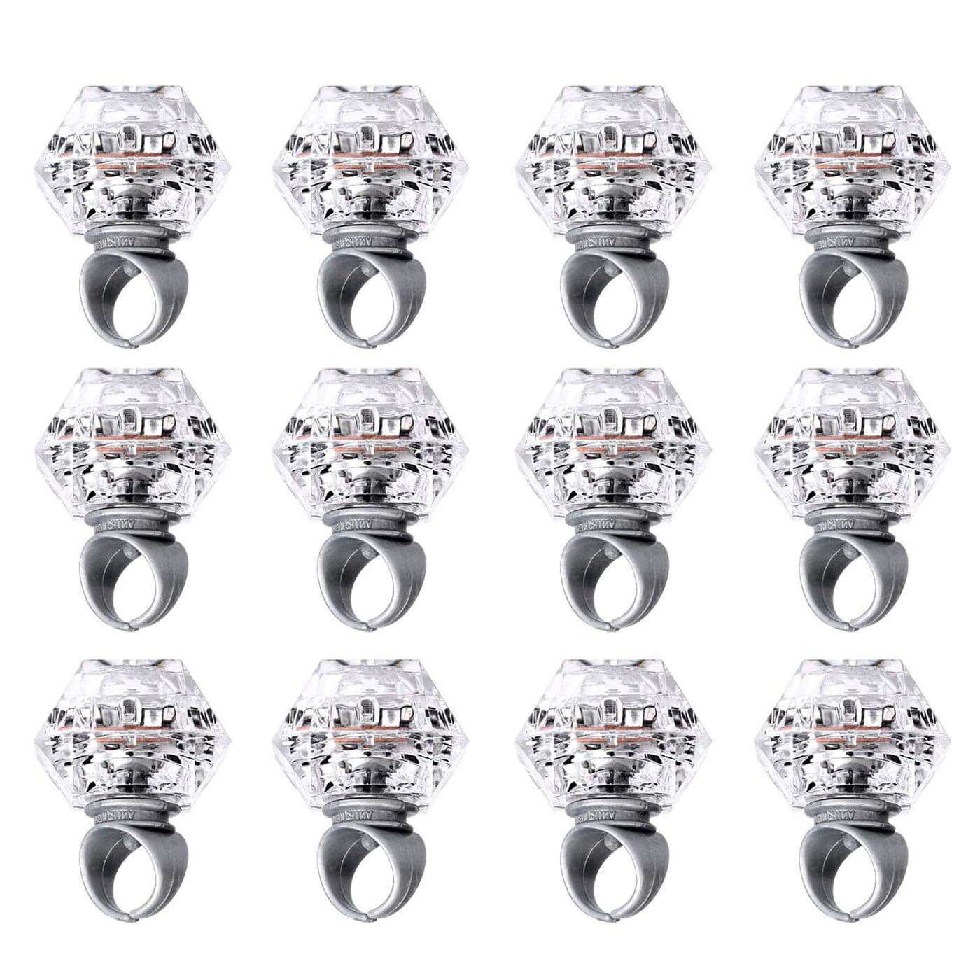Konsait Flashing Led Light up Rings Bachelorette Party Favors Toys Grow in The Dark Party Suppiles Diamond Bling Rings for Birthday Weddings Bridal Shower Decorations 13pcs