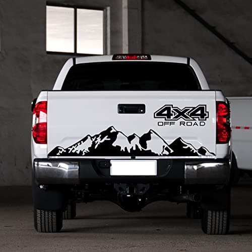 LANZMYAN Truck Tailgate Decal Sticker 4X4 Mountains Graphic Vinyl Body Sticker for Pickup OffRoad Exterior Decoration Accessories 59 x 106Black