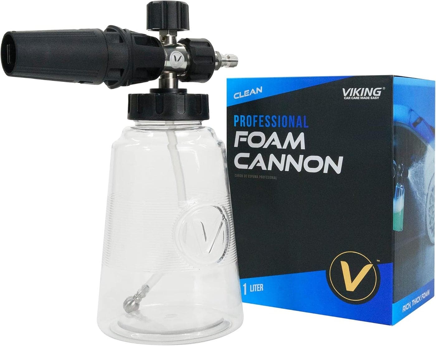 VIKING Professional Foam Cannon for Car with Adjustable Spray Nozzle, 1.1 Liter Canister