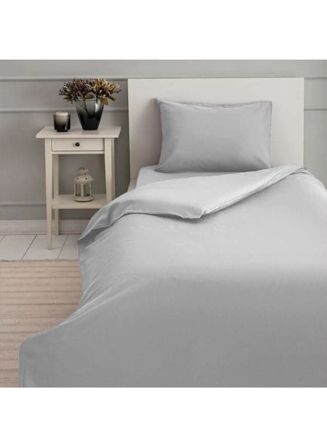 Orchard Exclusive (Grey) Single Size Flat Sheet,Duvet cover and Pillow covers (Set of 4 Pcs) Cotton percale Weave, Soft and Luxurious, High Quality Bed linen -180 TC
