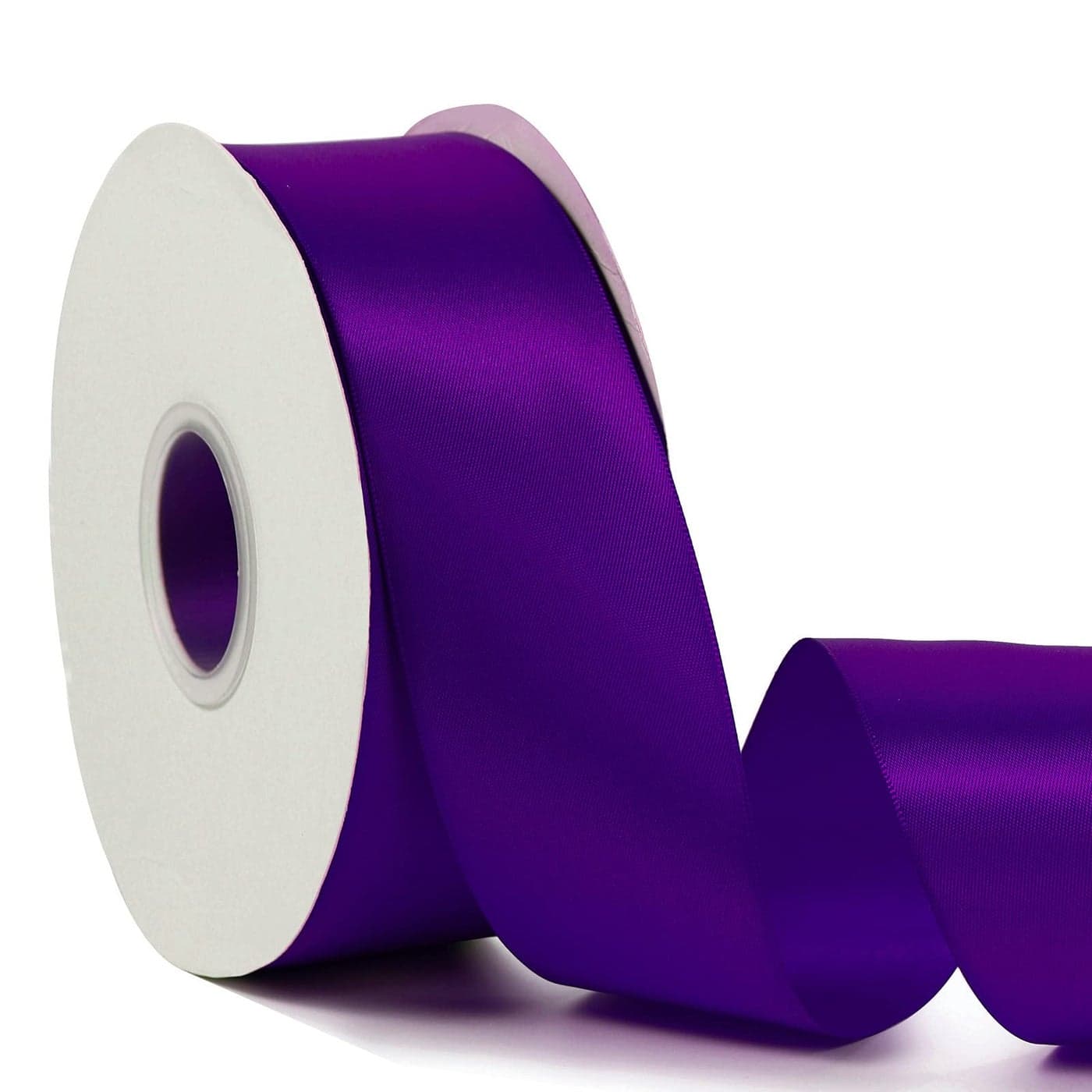 Purple 2 X 50 Yards Solid Color Satin Ribbon Double Faced High Density Polyester Fabric Ribbon for Gifts Wrapping Wedding Party Crafts Hair Bows Home DIY Decor Ornaments