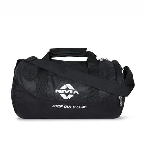 NIVIA Beast Gym Bag-4, Polyester Gym & Fitness Bag for Men & Women with Separate Shoes Compartment, Adjustable Shoulder Strap, Suitable for Sports, Travel, Workout, Training (Black), Capacity- 21L