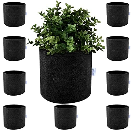 Oriley Grow Bag Heavy Duty Geo Fabric Plant Pot Lightweight Bags Ideal for Gardening Balcony Terrace (Black, Round, 500 GSM 6 x 6 inch Pack of 10)