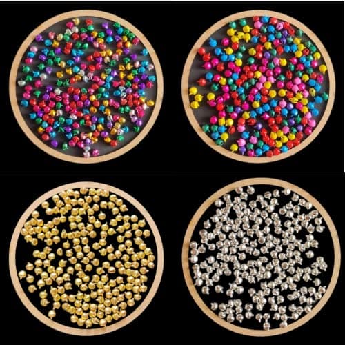 Jhintemetic® - 8.0 mm Silver Golden Matt & Electric Color 100 Pieces Each Ghungroo|Jingle Bells for DIY Art & Craft and Jwelery Making - (Pack of 400 Pieces)