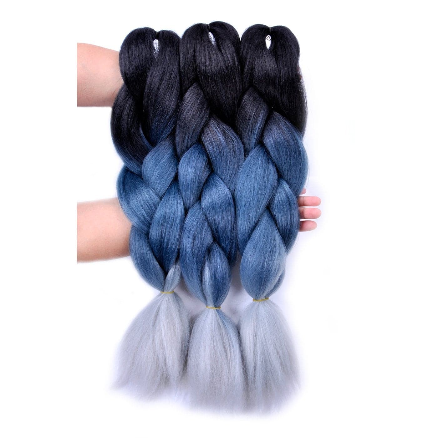 BACANA Ombre Braiding Hair 3pcs BlackGrey BlueSilver Grey Jumbo Braid in Hair Extension Ombre Colors For Box Braid Crochet Braids Hair 24Inches