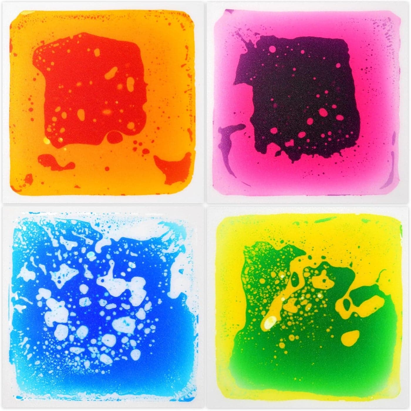 Gift Boutique Square Liquid Sensory Floor Tiles 4 Pack Colorful Kids Play Activity Mats for Toddler Classroom with Strong Anti Slip Backing 12 x 12