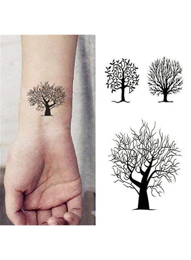 2 Sheets Small Cute Temporary Tattoo Stickers Tree Totem suit for Kids Women Fake Tattoos That Look Real and Last Long