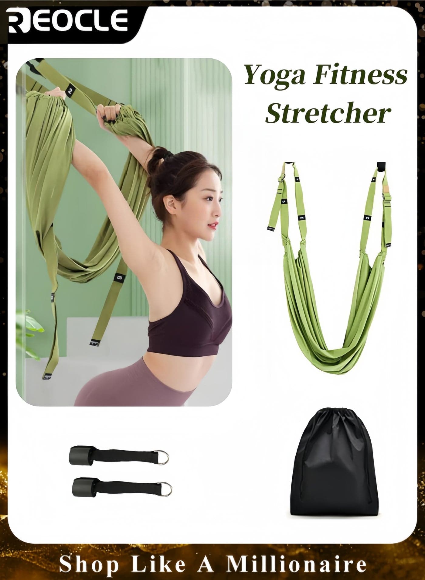 Yoga Fitness Stretcher Waist Back Leg Stretch Adjustable Height Back Bend Assist Trainer Leg Stretcher Aerial Yoga Anti-gravity Inversion Exercises Flexibility Tensile Trainer for Rehab & Pilates & Dance