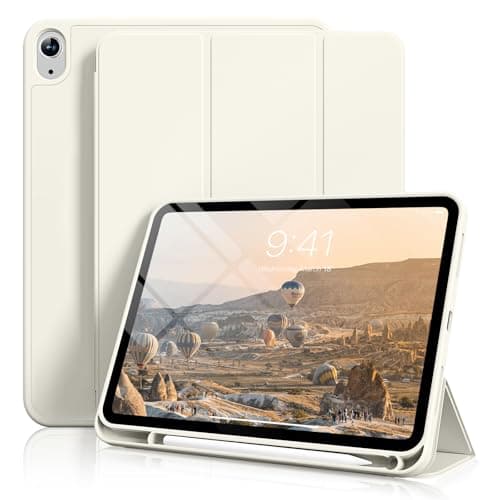 Aoub Case for iPad (A16) 11th Generation 11 Inch 2025, iPad 10th Generation 10.9 inch 2022 with Pencil Holder, Slim Lightweight Trifold Stand Smart Soft TPU Back Cover, Support Touch ID, Cream White