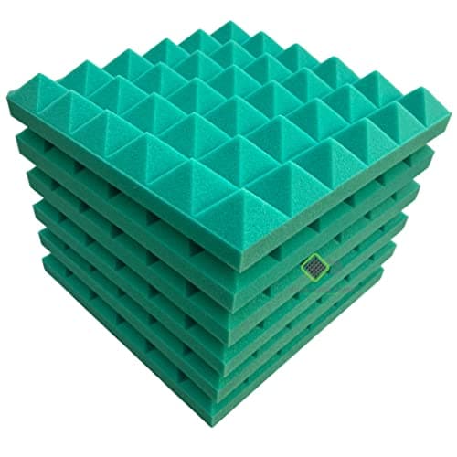 YGM Acoustic Foams® Pyramid Acoustic (Set of 6) 50 Kg/m³ High Density Panels, 12" X 12" X 2 Inches, Premium Grade Soundproofing Studio Noise, Echo Reduction and Absorption, 3D Structure (Green)
