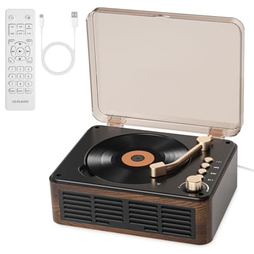 Gueray CD Player with Speakers HiFi Stereo Sound for HomeBluetooth Retro Wood Nostalgic CD Music Players FM Radio with Remote ControlSupport USB AUX Playback