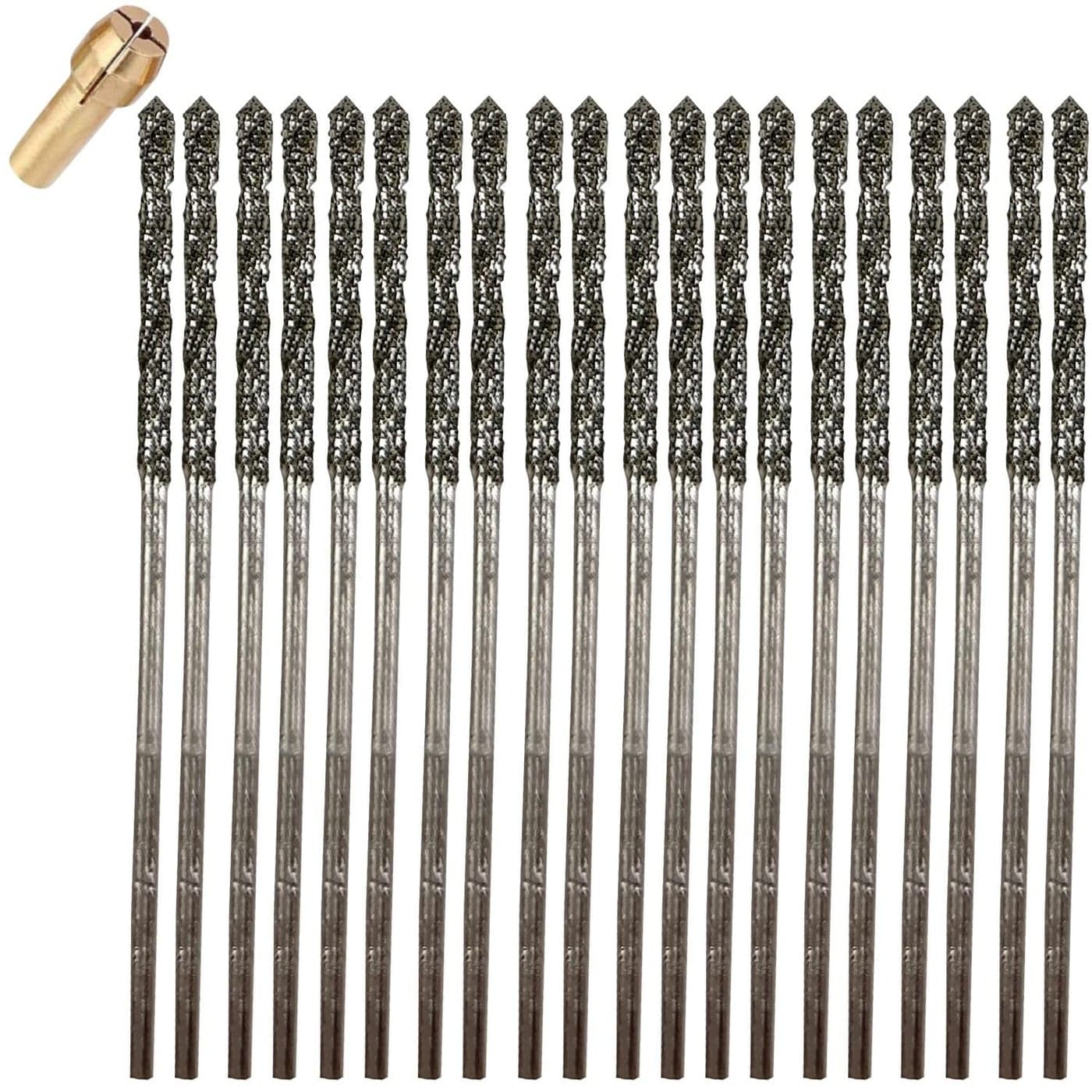 Drilax 1mm Diamond Drill Bit Set 20Pcs with Collet Compatible with Dremel Rotary Tools for Jewelry Making Glass Stone Seashells Gemstones