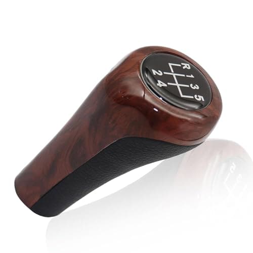 XQSMWF 5 Speed Burl Wood Grain Manual Gear Shift Knob Compatible with BMW E81 E82 E87 E46 E90 E91 E92 E60 E61 E63 X1 E84 X3 E83 X5 E53 E30 E32 E34 E36 E38 E39