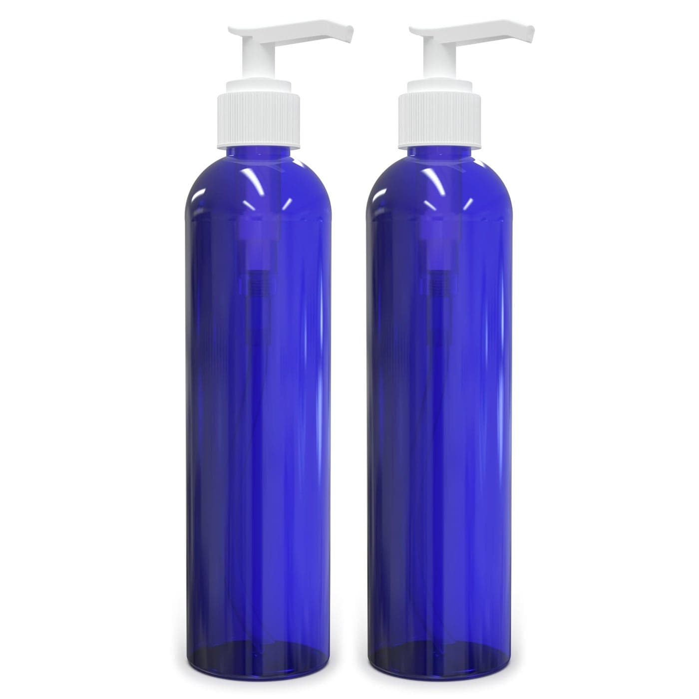 BRIGHTFROM Empty Lotion Pump Bottles 8 Oz BPAFree Refillable Plastic Containers PETE1 CobaltBlue Great for Soap Shampoo Lotions Liquid Body Soap Creams and Massage Oils Pack of 2