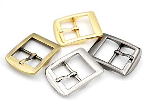 CRAFTMEMORE 4pcs 1 Inch Single Prong Belt Buckle Square Center Bar Buckles Leather Craft Accessories SC36 - Pick Color! (1 Inch, Brushed Brass)