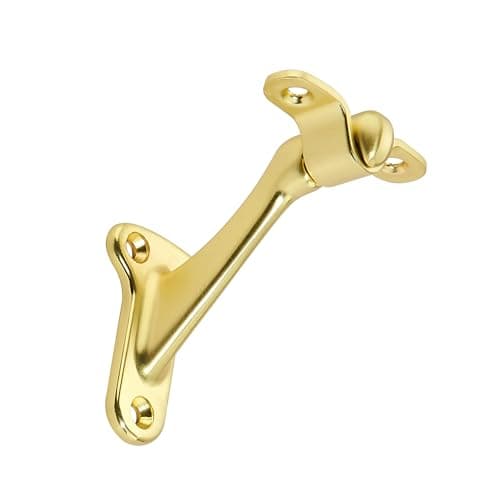 khtumeware 6 Pack 3 Inch Brushed Gold Hand Rail Bracket Heavy Duty Hardware for Stairways Home or Office Vintage Stair Support Handrail Brackets