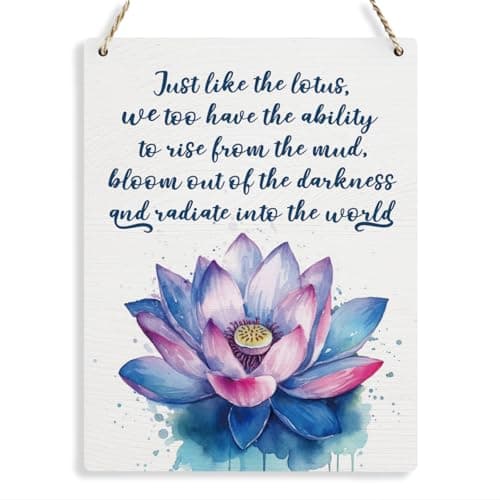 Inspirational Wall Art Just Like a Lotus We Too Have the Ability to Rise Wooden Hanging Sign Motivational Gifts Rustic Lotus Flower Wall Decor for Home Office Nursery Bedroom Decoration 8x10 Inches