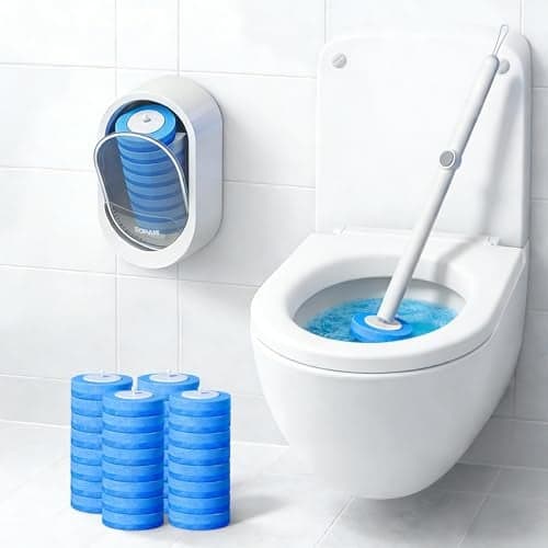 SOPAMI Disposable Toilet Cleaning System Toilet Wand Kit with 32 HighPerformance Refills Wall Mounted Toilet Brush and Holder for Deep Cleaning Bathroom 32pcs