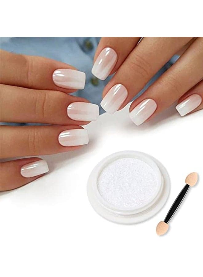 Magic White Pearl Chrome Nail Powder Solid Shell Fairy Glitter Nails Art Powder Holographic Ice Transparent Mermaid Moonlight Effect Manicure Pigment With Tool