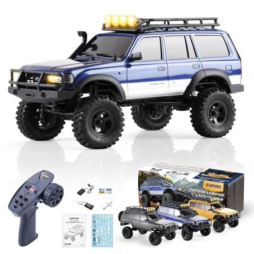 BEEZRC FMS RC Crawler 118 FCX18 Land Cruiser LC80 RTR Toyota Licensed 4WD RC Rock Truck 24Ghz 900mAh Hobby Grade RC Car Model Mini Remote Control Car Off Road Vehicle FMS11831RTRBUBlue