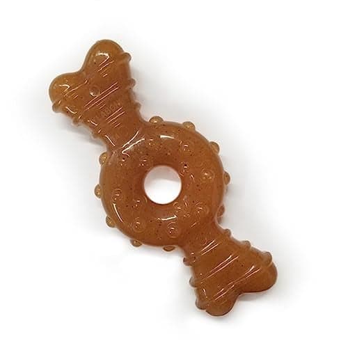 Nylabone Power Chew Textured Ring Bone, Durable Dog Chew Toy for Extreme Puppy Chewers, Promotes Dental Health with Ridges & Nubs, Ideal for Puppies Up to 3 Months, X-Small