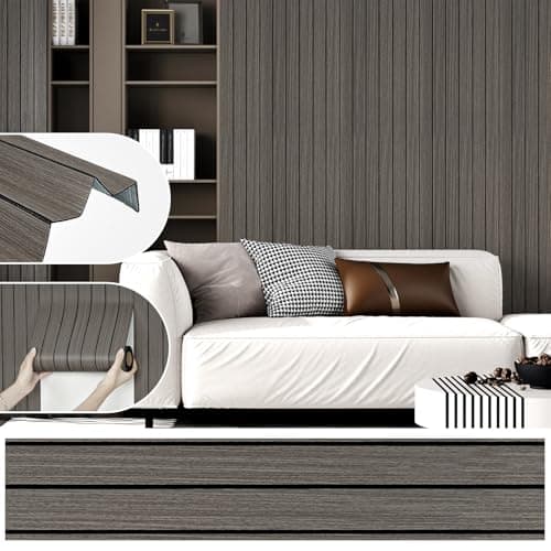 Wallderful Wood Wall Panels Dark Brown 3D Acoustic Slat Wall Paneling Peel and Stick Vertical Self Adhesive Faux Wood Grain Contact Paper Soundproof Wooden Panel for Bedroom TV Background Interior