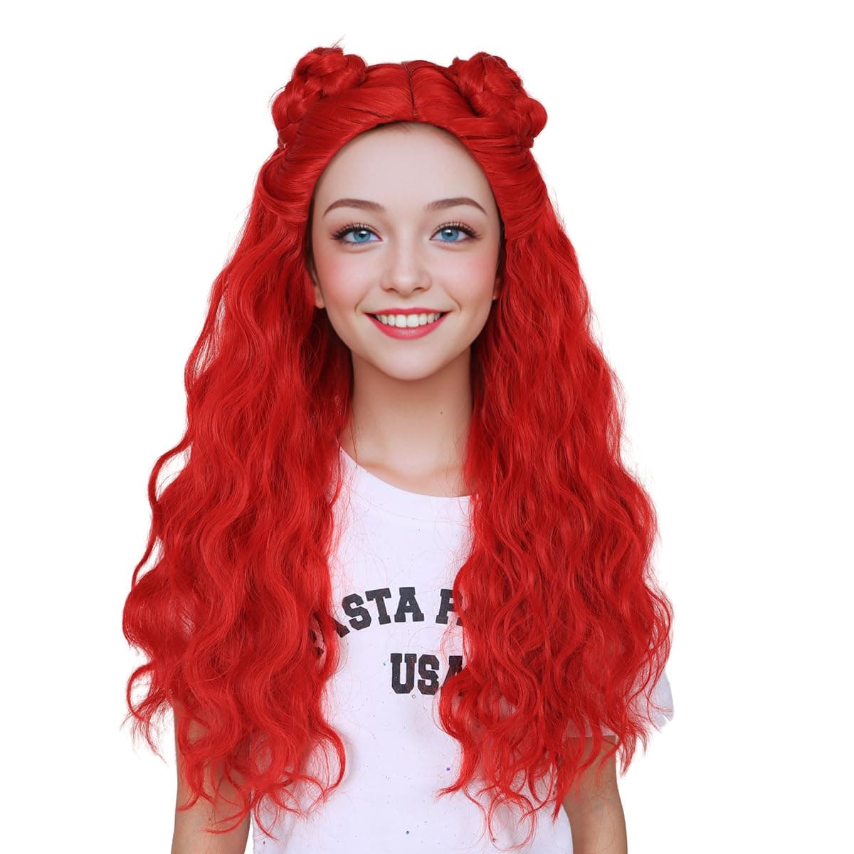 ColorGround Long Cosplay Wig for Women RedSmall Size