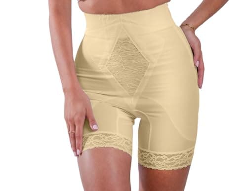 6206 - High Waist Long Leg Shaper | Made in USA | No Top Roll Waistband | Quality Material | Medium Control | Beige S/26