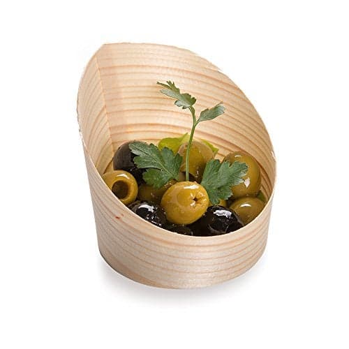 Restaurantware 4 Ounce Small Dessert Cups 100 Slanted Dessert Tasting Cups - Disposable Serves Hors d'oeuvres Samples Or Snacks Pinewood Appetizer Containers For Weddings Parties And Events