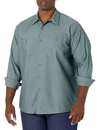 Red Kap mens Industrial Shirt, Regular Fit, Long Sleeve Work Utility Button Down Shirt, Light Green, X-Large US
