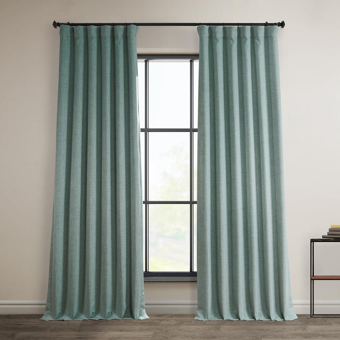 HPD Half Price Drapes Faux Linen Curtains for Living Room 1 Panel 50W X 84L Textured Room Darkening Curtains for Bedroom 84 Inches Long Drapes for Home Decor Sea Thistle