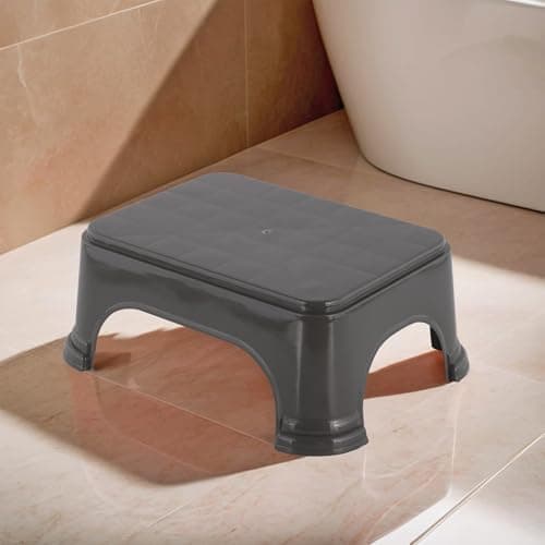 Kuber Industries Durable Bathroom Stool for Bathing | Comfortable Indoor Machiya for Sitting | Senior Citizens Bath Stool & Adults Patla Chair for Home | Plain P6 - Grey