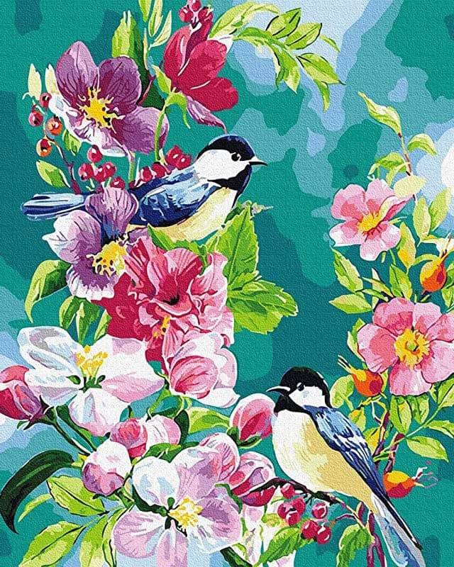 TULIP N TURTLE Bird Diy Acrylic Paint By Number Kit For Adults Kids Beginner Number Painting Kit Diy Canvas Painting By Number. Wall Decoration Diy Painting Kit For Adults, Multicolor