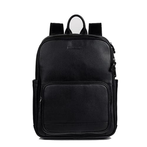 BROWN BEAR Havana Laptop Backpack 02 | Black Leather Office Bag For Man | Front & Side Pockets | Full-Grain Leather Laptop Bags for Men Office Use | Spacious Design for Work and Travel