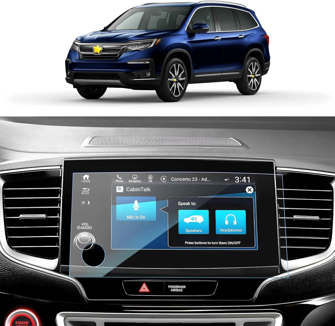 SKTU Tempered Glass Screen Protector for Honda Navigation Display (2016-2021)
