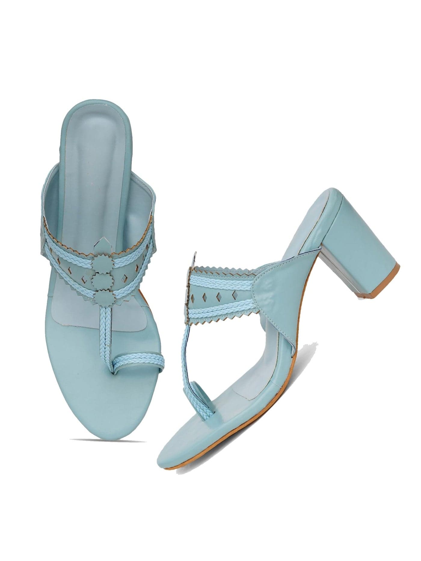 TRYME Ravishing Kolhapuri Chappal Block Heel Sandal Party Heels For Womens & Girls