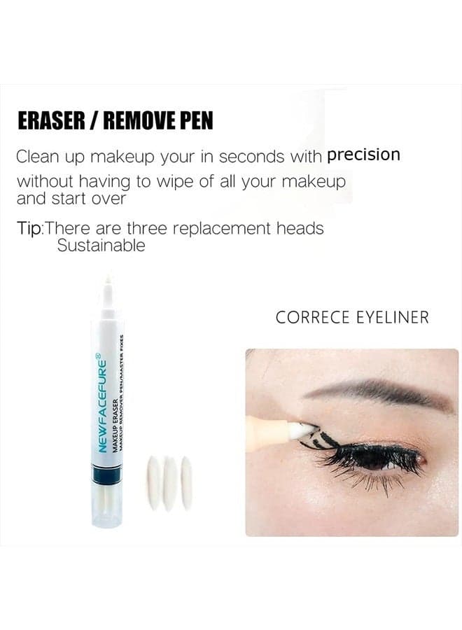 Makeup Remover Eraser Pen, Newfacefure Eye Make Up Corrector, Easy to Remove and Correction Magnetic Eyeliner Fixer, Extract for Sensitive Skin Original(White)
