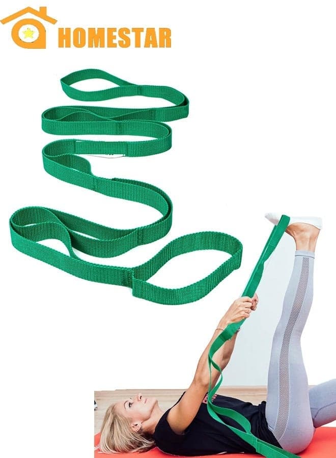 Bands for Exercise, Elastic Yoga Stretching Strap, for Physical Therapy, Pilates, Yoga, Dance & Gymnastics Exercise, Green