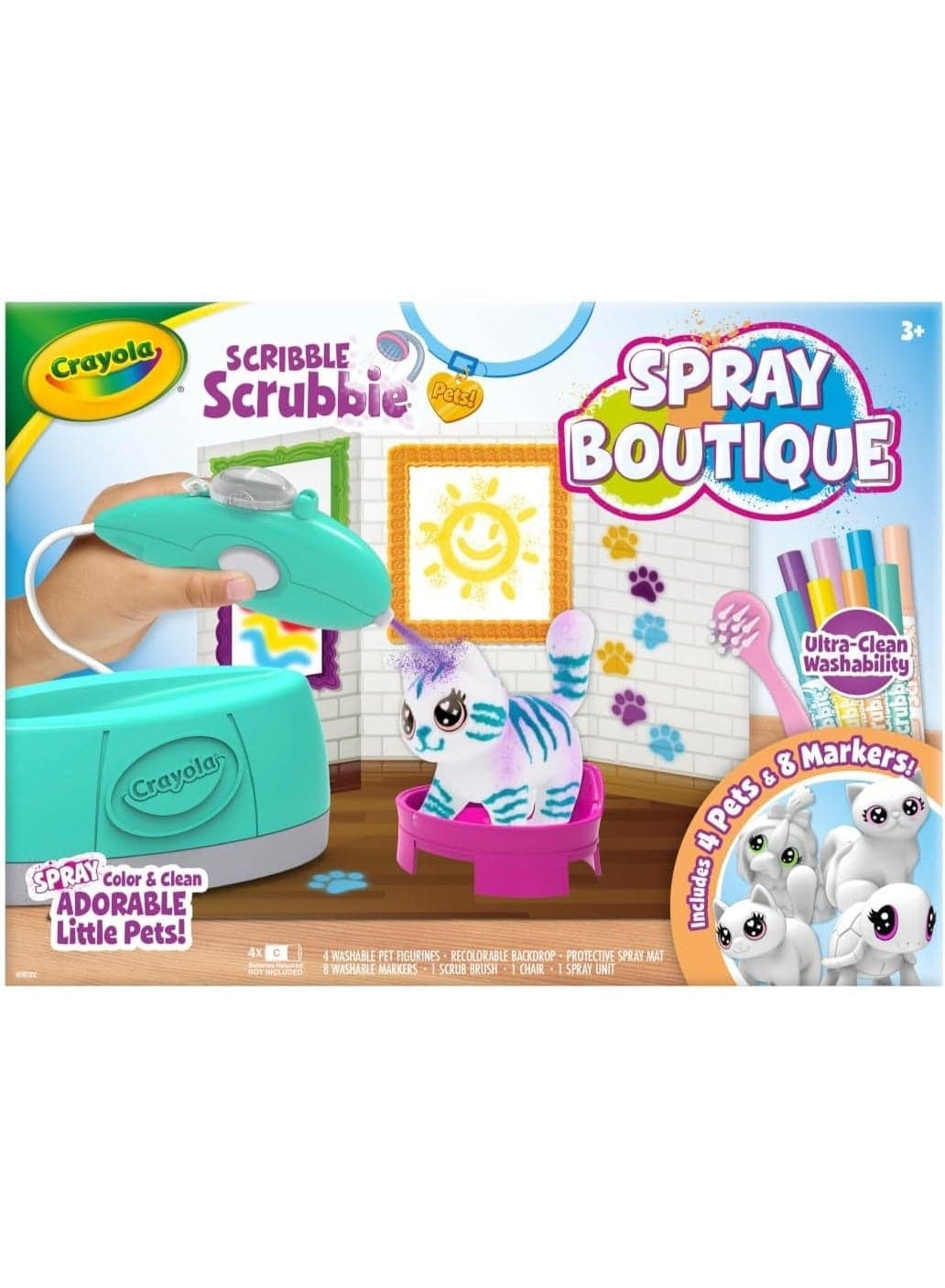 Crayola Scribble Scrubbie Pets Spray Boutique, Airbrush Art Set for Kids, DIY Crafts for Toddlers, Kids Toys, Gifts for Girls & Boys, Ages 3+