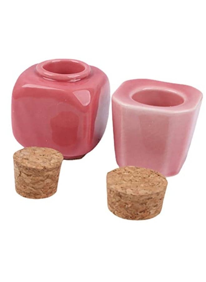 2pcs Porcelain Material Dappen Dish with Soft Wooden Cap Nail Art Acrylic Powder Nail Art Tools Porcelain Cup Porcelain Dappen Cup Nail Art Acrylic Liquid Powder Dappen Dish Pink