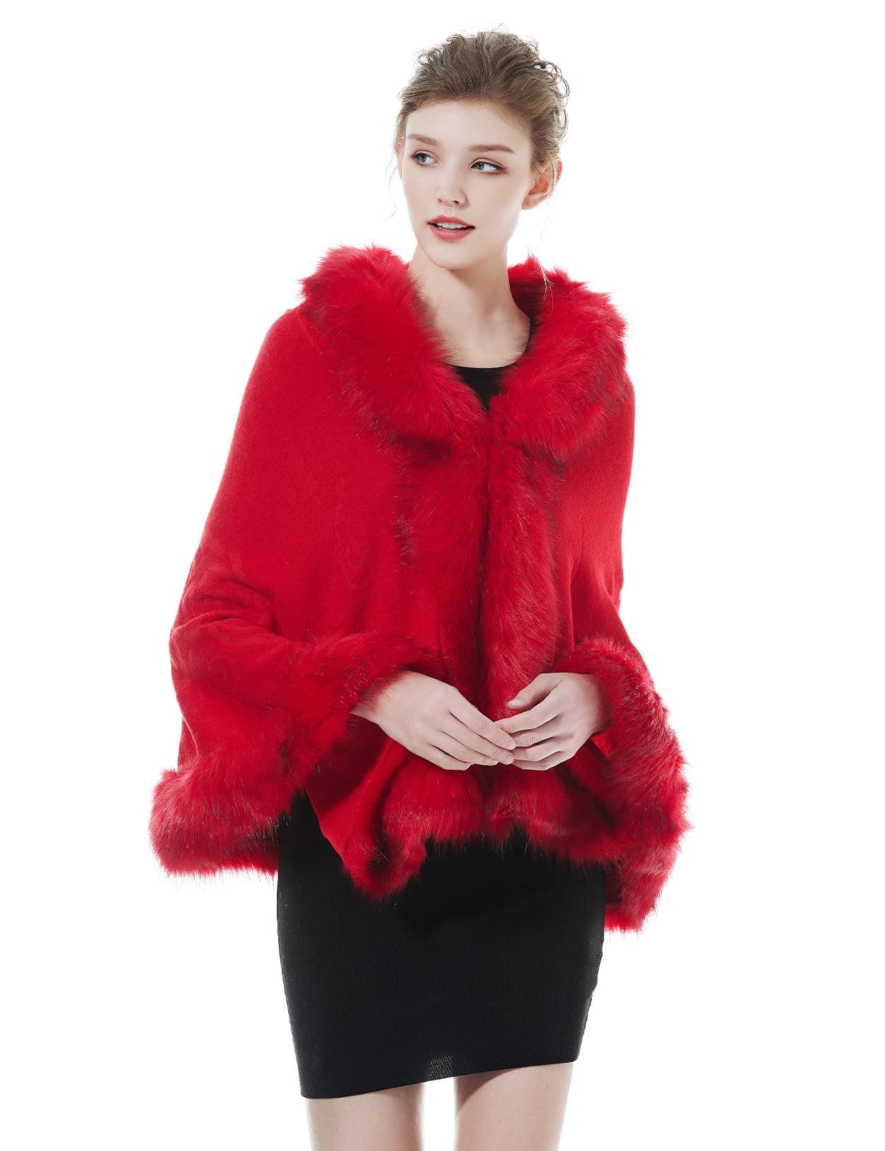 BEAUTELICATE Faux Fur Shawl Wrap Stole Shrug Bridal Winter Wedding with Hook