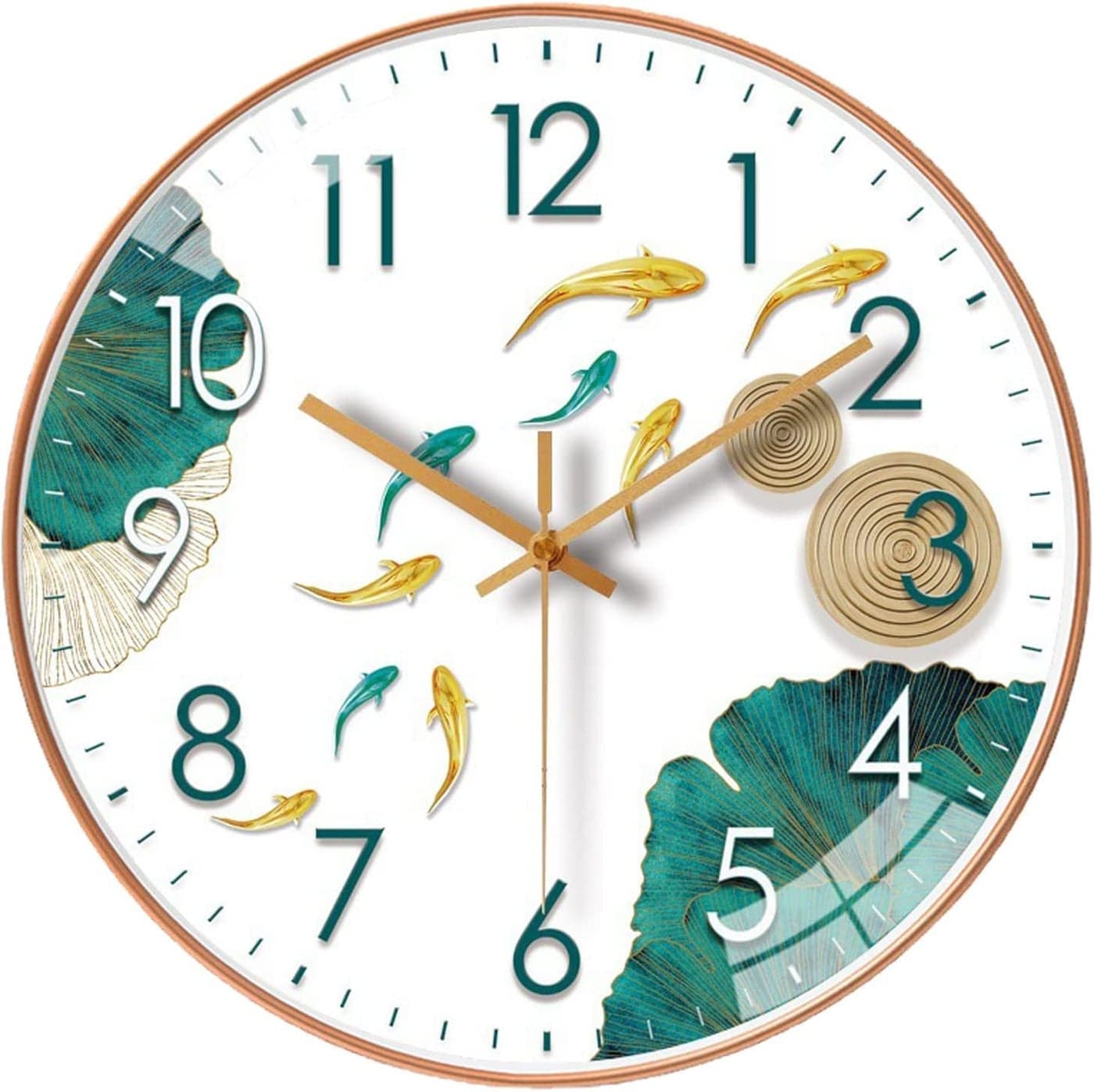 TEKCOOL Wall Clock 12" Silent Quartz Decorative Wall Clock Non-Ticking Classic Digital Clock Battery Operated Round Easy to Read Handheld Complete Home/Kitchen/Bedroom(409)