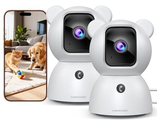 2 Pack 25K Cameras for Home Security NonSubscription AI HumanPetCrying Detection 4MP DogCatPet Camera Indoor with Phone App Pan Tilt 24G WiFi Indoor Cameras IR Night Vision 2Way Audio