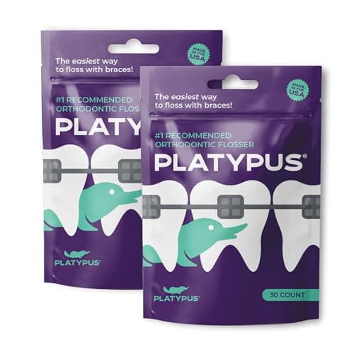 Platypus Orthodontic Flossers for Braces 30 Count Pack of 2 Ortho Picks for Adults Kids Fits Under Arch Wire NonDamaging Encourage Flossing Habits